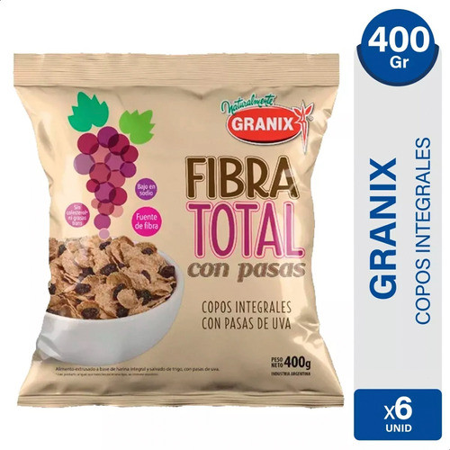 Cereal Integral Fibra Total Pasas Granix Bajo En Sodio X6 0