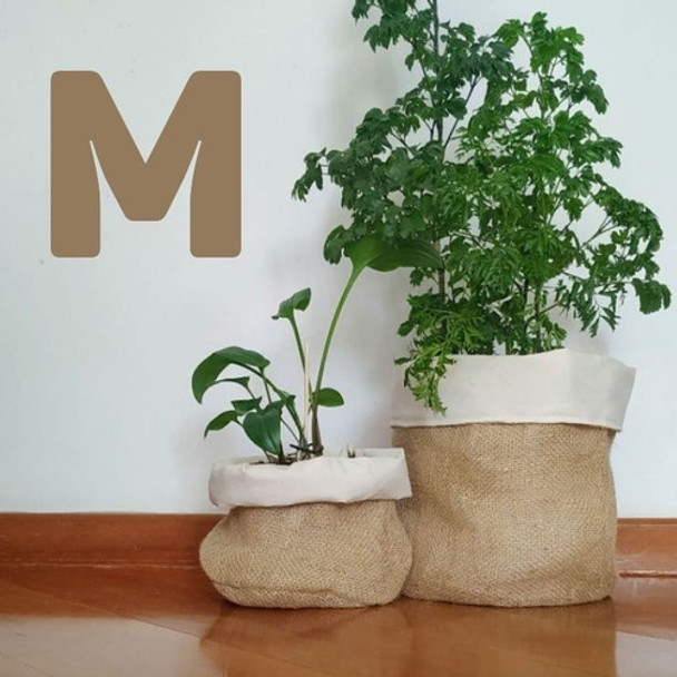 Cachepô Vaso Dupla Face - Juta + Algodão Cru - Tamanho M 0