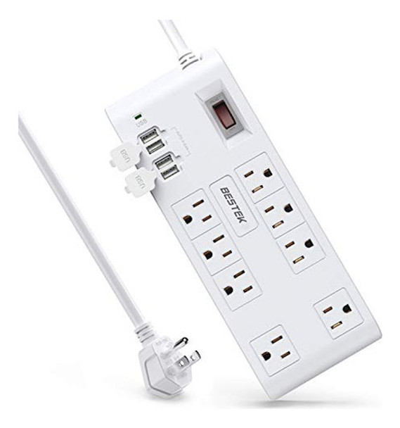 Bestek 8 Outlet Surge Protector Power Strip With 4 Usb Char 0