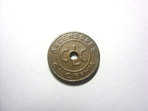 Antiga Ficha Ascensores C.l.c. Bahia Bronze, Autentica. 0