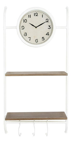 Creative Co-op 2 Estantes Y 3 Ganchos Relojes De Pared, Blan 0
