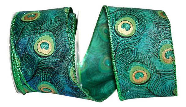 Reliant Ribbon Peacock Feather 2 Wired Edge Ribbon, 2-1/2 Pu 0 Reliant Ribbon Peacock Feather 2 Wired Edge Ribbon, 2-1/2 Pu 0