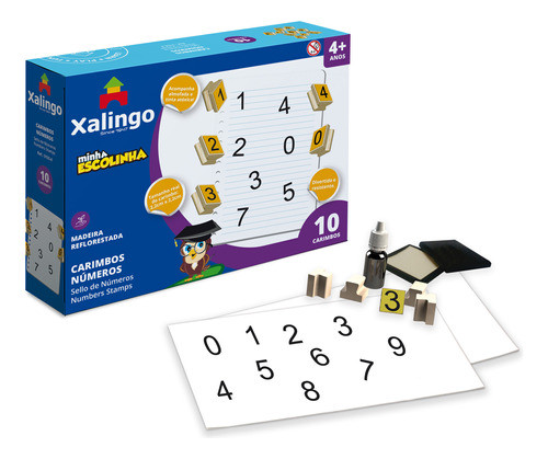 Sellos De Números X10 Piezas De Madera, Xalingo En Caja 0