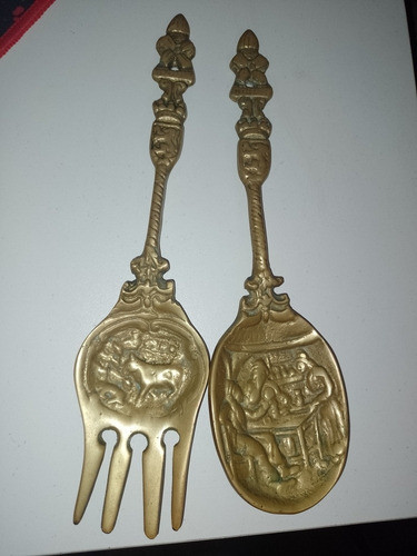 Adorno De Bronce Cuchara Y Tenedor 0