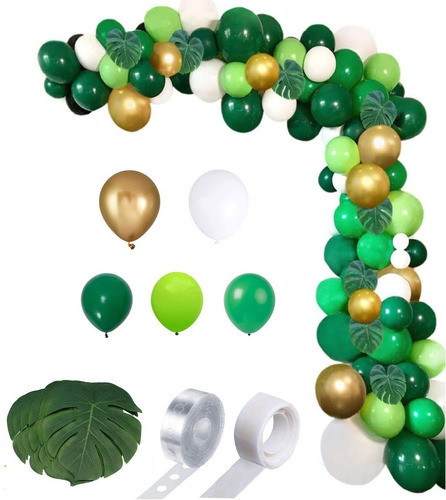 Arco Organico Deco Globos Verdes Selva Bosque Dinos Jungla 0