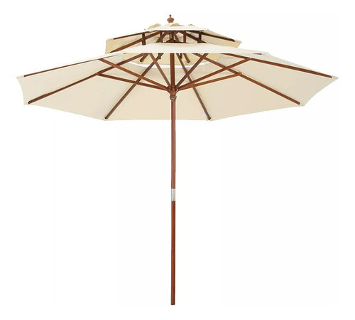 Sombrilla Doble Techo En Madera. Protección Uv50- Diame3.0 M 0