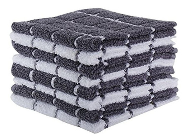 The Weavers Blend Juego De 8 Terry Dish Cloths Check Design 0