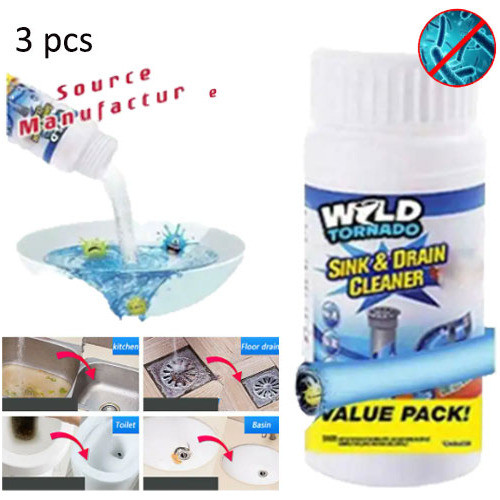 3 Wild Tornado Pó Super Poderoso Desentope Pia Ralo Original 0