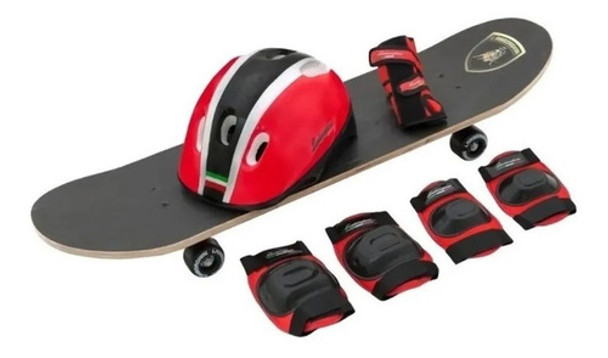 Skate Patineta Lamborghini Casco Set De Protección Bolso Com 0