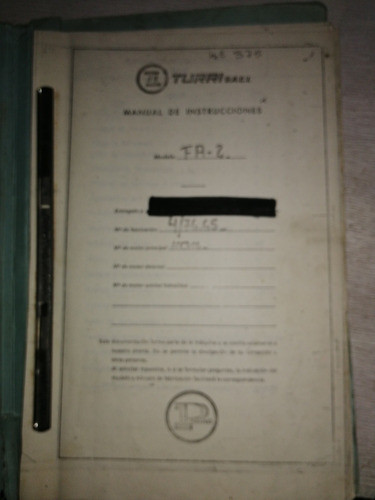 Fresadora Producción Turri Fa2, Solo Manual De Instrucciones 0