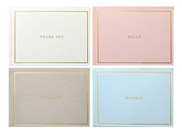 Surtido Distintivo De Tarjetas De Notas De Papelería Doradas 0