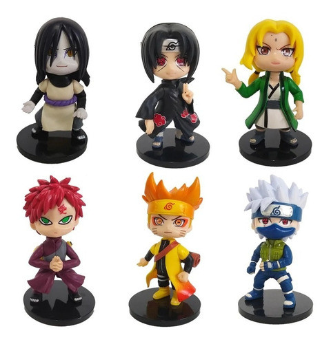 Set X 6 Figuras Naruto 10 Cm C/u Con Bases Gashapones 0