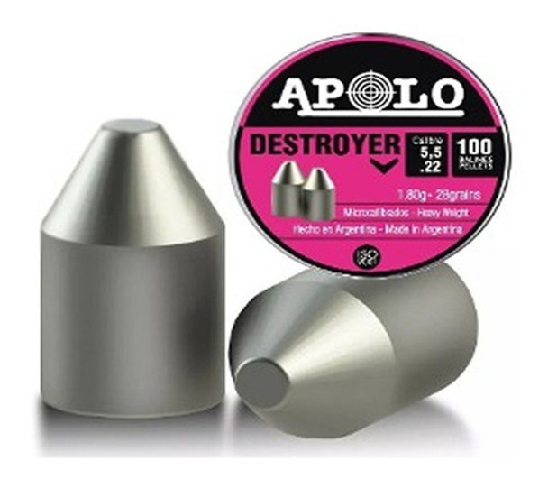 Balines Apolo Destroyer Punta De 22 Calibre 5,5 Mm 100 Unida 0