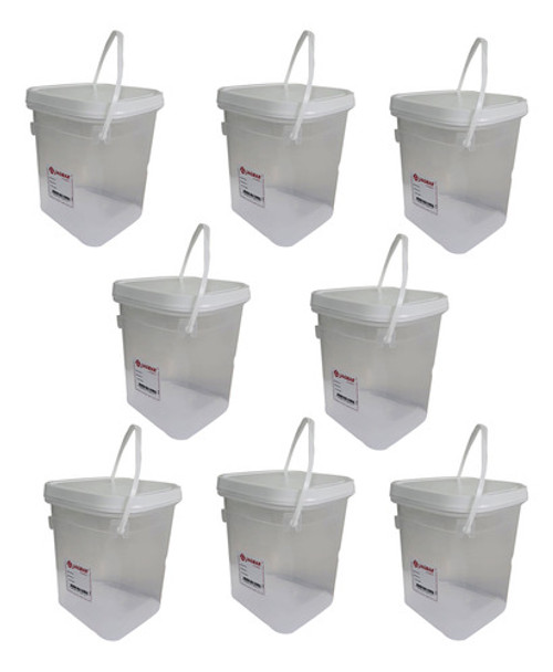 Kit 8 Balde 3,6l Plástico Alimentício C/ Tampa E Alça 0