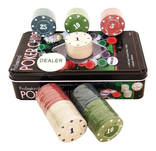 Kit Poker Profissional Em Lata 100 Fichas Super Luxo Jogo 0