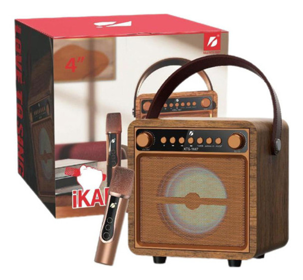 Parlante Portátil Bluetooth Kts-1687 4   10w Karaoke Retro 0