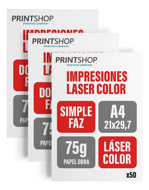 Impresiones Bajadas Laser Color Printshop A4 75g X 50 0