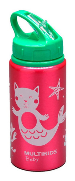 Garrafinha Squeeze Infantil Alumínio 500ml Canudo Retratil 0