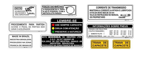 Adesivos Advertência Precaução Honda Dream 1999 0