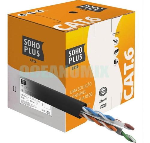 Cabo De Rede Utp Cat6 Preto Furukawa Sohoplus Rolo 40 Mt 0