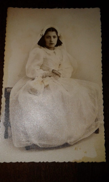Antigua Fotografia Foto Arte  Niña Niño Primera Comunion 0