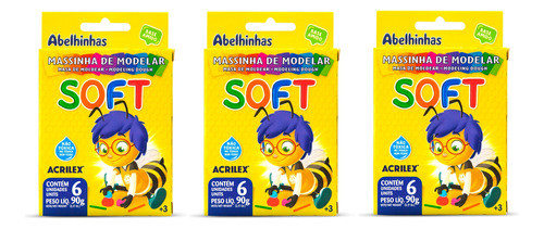 Kit Massinha De Modelar Escolar Soft Acrilex 6 Cores C/3 Uni 0