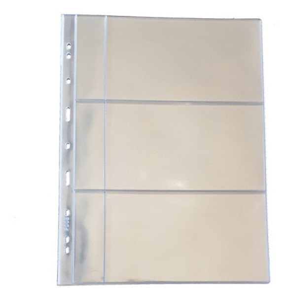 Kit 100 Folhas Cédulas Acetato 3 Div 32x24cm C/bolso 0