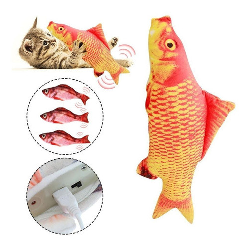 Juguete Para Gato Pescado Con Movimiento Batería Incluída 0