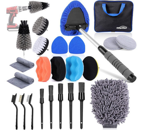 Manfiter 25pcs Car Detailing Kit, Auto Detailing Drill Brush 0