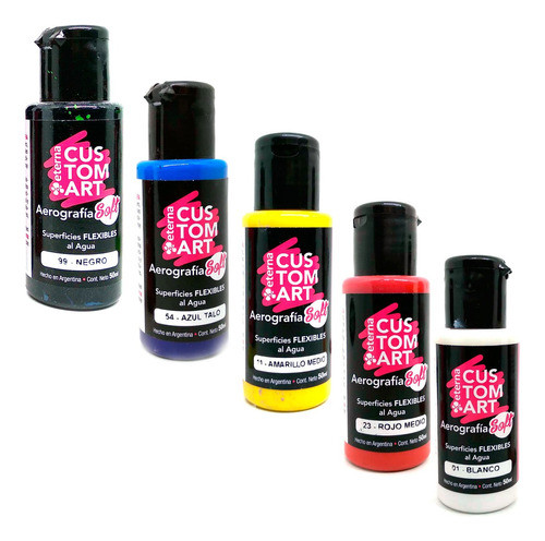 Pintura Para Aerografia Set Colores Primarios Custom Soft 0