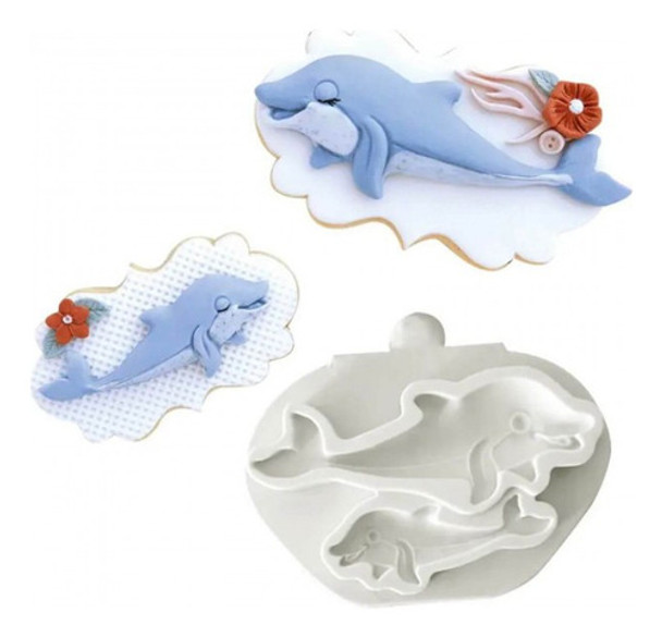 Molde De Silicone Fundo Do Mar - Golfinhos 0
