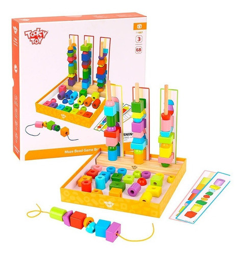 Juego Cuentas De Madera Para Enhebrar Tooky Toy  - Vaj 0
