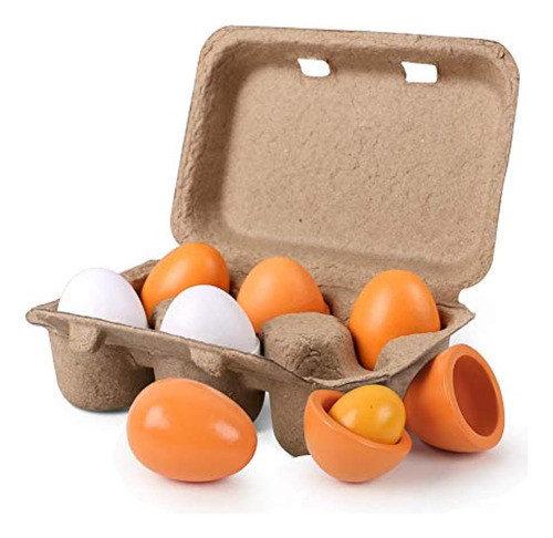 Hansgo Huevos De Madera, 6 Piezas De Huevos De 0