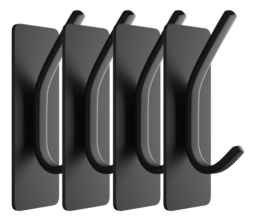 4 Percheros Autoadhesivos Gluit Negro 0