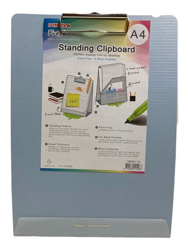 Tabla Aprieta Papel Vertical A4  Celeste Pastel  - Databank- 0