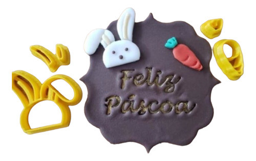Cortador Rosto Coelho E Cenoura Para Decorar Páscoa 0