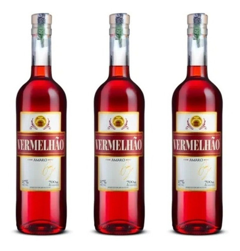 Aperitivo Bitter Vermelhão Garrafa 700ml - Kit 3 Unidades 0