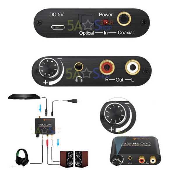 192khz Dac Optical Coaxial Digital A Analógico R / L Convert 0