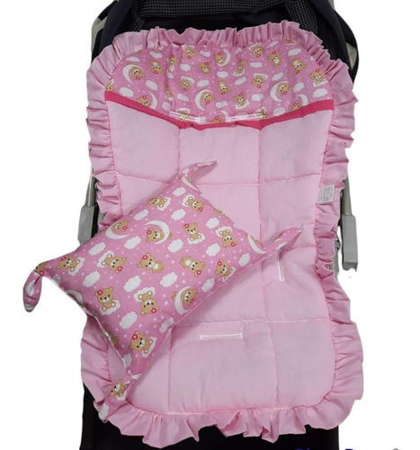 Capa Para Carrinho De Bebê  Ursa Na Lua Nuvem Com Travesseir 0