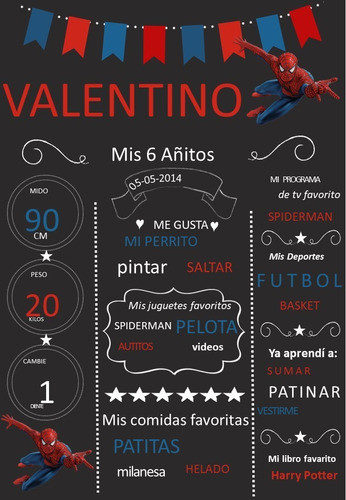 Pizarra Poster Spiderman Editable 0