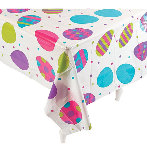 Fun Express Easter Egg Print Plastic Tablecover - Mantel Des 0