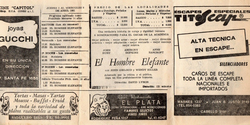 Programa Cine Capitol   -   El Hombre Elefante  ( Año 1981 ) 0
