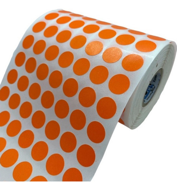 Etiqueta Selo Bolinha Colorida 13mm  Laranja / Com 10.000 0