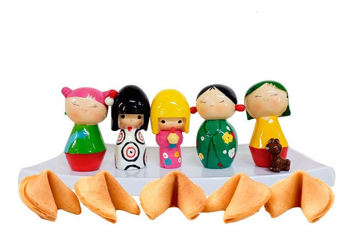 Kokeshi Box Muñecas Japonesas X 5 Unidades + Galletas 0