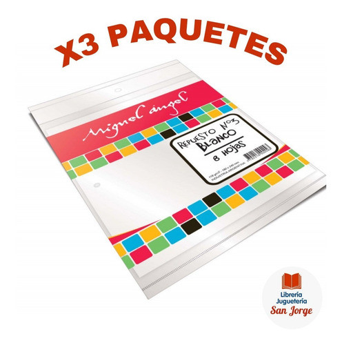 Repuesto De Dibujo Miguel Angel Nº3 Blanco X3 Paquetes 0