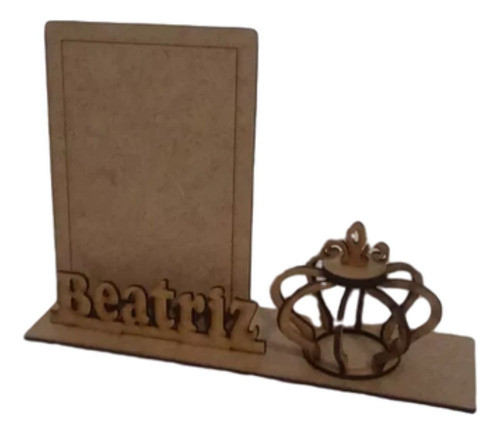 10 Porta Retrato Com Mini Coroa 3d Festa Decoração Mdf 3mm 0