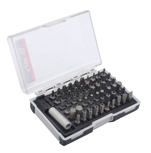 Jogo 61 Bits C/ Estojo Pontas Phillips Torx Allen Fenda, Mtx 0