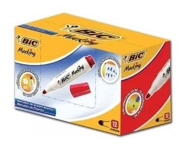 Pincel Para Quadro Branco Bic Recarregável Vermelho 12 Un 0