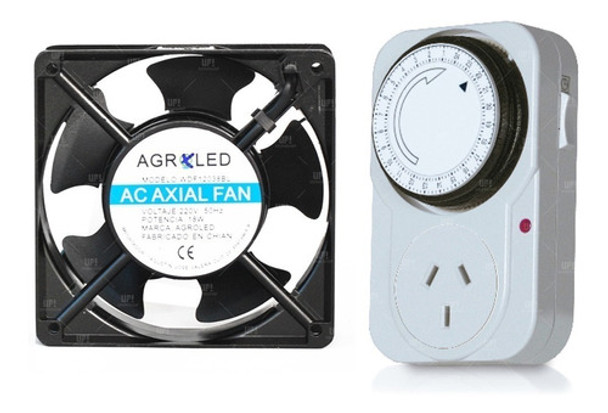 Kit Ventilacion Cooler Fan 220v 4 Pulgada Con Timer 0
