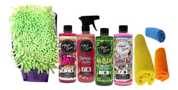 Kit De Lavado Auto Moto Premium Super Completo Toxic Shine 0